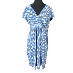 BODEN Layla blue and white striped stretch slub jersey casual dress Size 14L